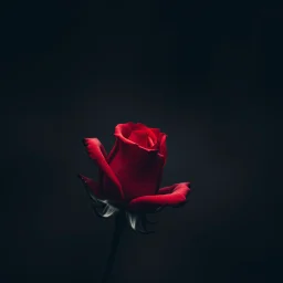 black and white moody picture with a red rose