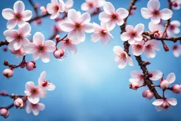 fantastic light pin blue background with three rows of four evenly spaced cherry blossoms