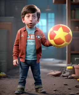 Howard wolowitz toddler, full body, dramatic lighting, angry, hyper realistic,