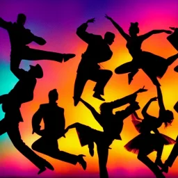 Jazz dancers, Silhouettes, gestures, vivid colors