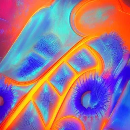 Giger Style Neon Blue and Purple winter with orange reflections