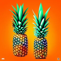 Vector pineapple, orange background