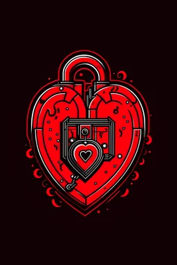 A romantic and passionate t-shirt design featuring a red half-heart sticker template with a lock. The design symbolizes a deep and unbreakable love connection, with the lock representing the bond between two souls. The vibrant red color adds intensity and passion to the design.