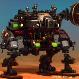 steampunk mech in mining debris