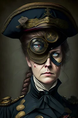 captain of an army victorian times woman with an eye patch