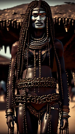 The body and soul of a beautiful woman with chains
