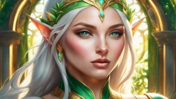 mdjrny-v4 style portrait of female elf, intricate, elegant, highly detailed, digital painting, artstation, concept art, smooth, sharp focus, illustration, art by artgerm and greg rutkowski and alphonse mucha, 8k