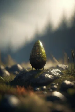 rock rocket on hazy bog planet, photo-realistic, shot on Hasselblad h6d-400c, zeiss prime lens, bokeh like f/0.8, tilt-shift lens 8k, high detail, smooth render, down-light, unreal eng