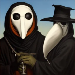 A portrait of a plague doctor, art by Rockwell Kent trending on artstation