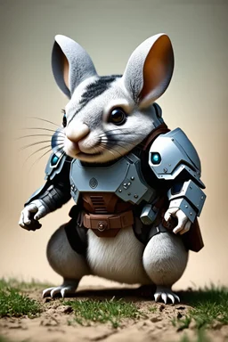 sci-fi armored chinchilla warrior