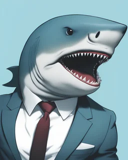 Requin musclé en costume cravate