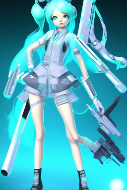 hatsune miku with big weapons