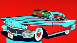 stalking a cadillac eldorado 1959 flammable,pop art, Andy Warhol.Roy Lichtenstein.