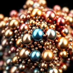 a mandelbulb 3d fractal made of small metallic random color spheres