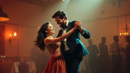 Man and woman in their thirties dancing swing, Art