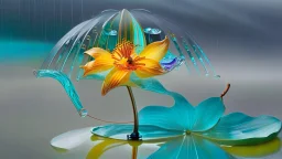 Surreal Waiizii Flower under a glass sculpture unbrella, Art by Joshy Sly,