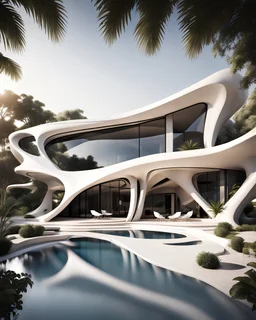 Casa campestre estilo Zaha Hadid, ultra quality, hyper-detailed, maximalist, 8k