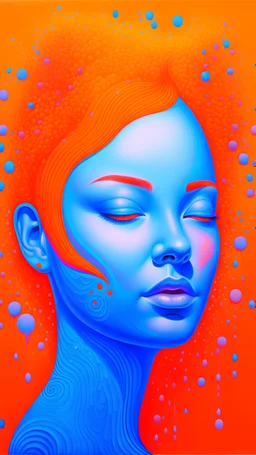 portrait, 3d painting, fanciful, modern, orange-blue contrast, universe, pastel colors