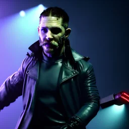 Actor, tom hardy, blade runner style, rain, fog, neon ambient, gradient color, clean skin, circuits, latex coat, cyber punk, neon, tubes, portrait, studio photo, unreal engine 5, smooth color, 16 bit, god lights, ray tracing, RTX, lumen lighting, ultra deatail, volumetric lighting, 3d, finely drawn, hd.