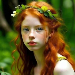 pretty girl, aged 16, ginger, conventionally attractive, dreamy, faun, satyr