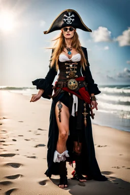 German pirate priestess on beach