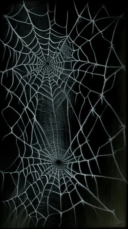 pencil drawing of spiderweb, Spooky, scary, halloween, black paper, color