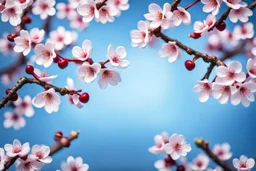 fantastic light pin blue background with three rows of four evenly spaced cherry blossoms