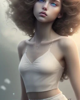 Very pretty teenage girl, angelic beauty, tender, cute, long curly hair ,honey eyes، sexy, perfect, real,realistic, cinematic، Attention to detail