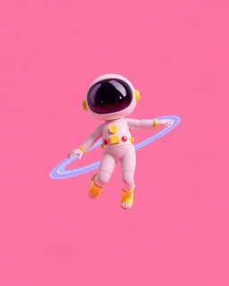 popmart's spacemolly, floating on solid background color