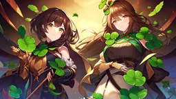 rave poster with Four-leaf clover catear girl brown hair