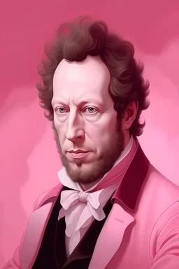 portrait of alexander pushkin in pink color