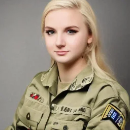 Blonde girl in military uniform