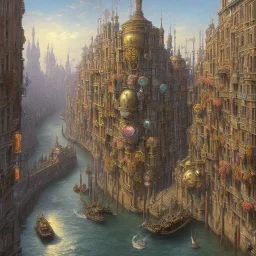 Colourful city+old lamp+Bar and garden on High Bridges across Skyscraper river+canals+Gothic village+European Metropolis on sea+naples alley+Torino square+trieste canals+victorian London+decòpunk Skyscraper+ +steampunk+biopunk+alphonse mucha, greg rutkowski, matte painting, cryengine, hyper detailed, felix kelly, fantasy art, seb mckinnon