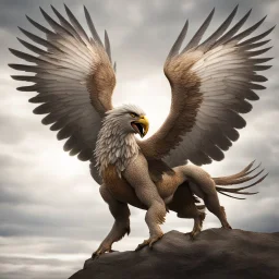 A beautiful Griffin with big and strong wings in flight