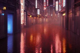 Cinematic, romantic, atmospheric, night, Tokyo, dark, rain, high level of detail, high definition, blue neon lights, blender 3d