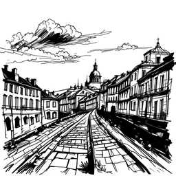 Black and white brush strokes sketched santiago de compostela way