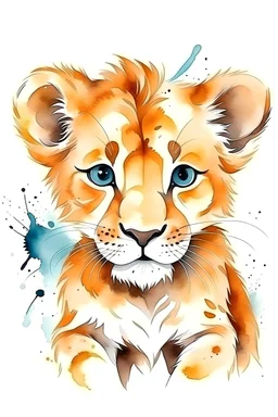 watercolor lion cub logo