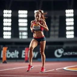 A female athlete with only two legs.