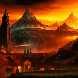 Epic massive Drawing of Mordor scenery of The LOTR estilo Van Gogh 4k