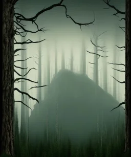 "Twin Peaks" movie poster, woods, mist, mountain, by david lynch, hotel, red and green