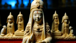 An ivory sandy Egyptian kingdom with glowing eyes painted by Qiu Ying