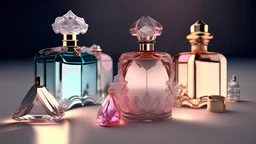 generate me an aesthetic photo of perfumes for Perfume Bottles with Crystal Decanters