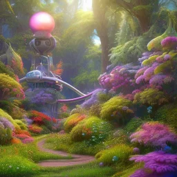 pixar style, volumetric summer garden environment and background, hyper realistic painting of futuristic Nike sneaker, looking excited, volumetric lighting, dramatic lighting, detailed digital painting, anime, ornate, colour-saturated colors, chaotic, small minutiae, tiny features, particulars, centered, smooth, sharp focus, renderman gofur render, 8k, uhd, detailed eyes, realistic shaded volumetric lighting, sunlight caustics, backlight, centered camera view