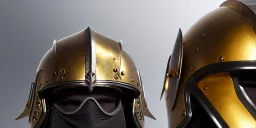 apocalypse, chaotic, magnificent, realistic, colorful, massive, epic, ray tracing, cinematic, 8k, HD, Ultra High Definition, photo film, film grain, hyper-detailed, old tarnished ornate rusty Hyper detailed Gold Gothic Medieval Knight helmet with glass visor covering face and matching whole body suit of armor, realistic proportions, no face