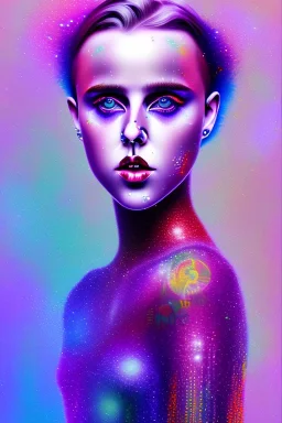 Danish singer MØ face , impressionism Contemporary, purple tones,