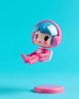 popmart's spacemolly figurine, floating on solid background color