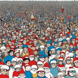 [crowded] Humorous, quirky avant garde Beside Roger Dean futuristic, neo-dada: where's wally? where's wally? where's wally?