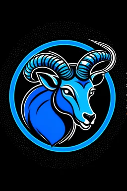 it is logo like a ram in black and blue color, with lightning bolts instead of antlers