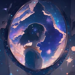 galaxy in a mirror, style anime,