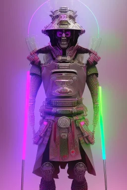 Futuristic Neon crystal skeleton samurai smoke glass fire water